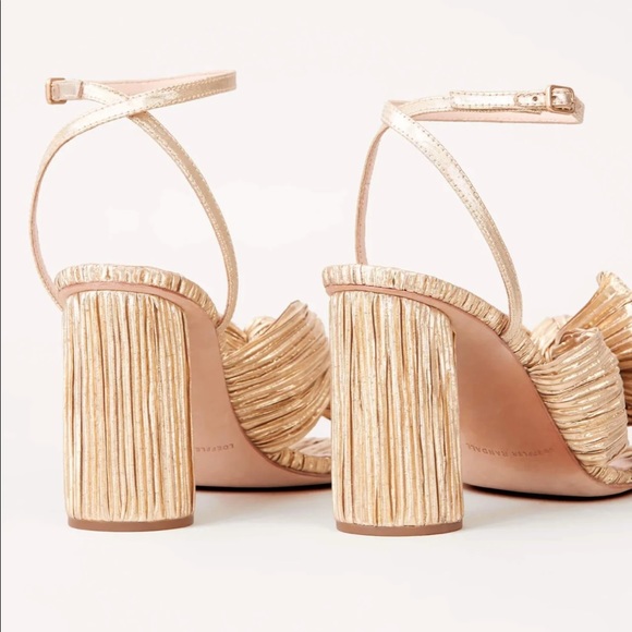 NEW Loeffler Randall Camellia Gold Pleated Bow Heel Size 9.5 - Picture 2 of 7